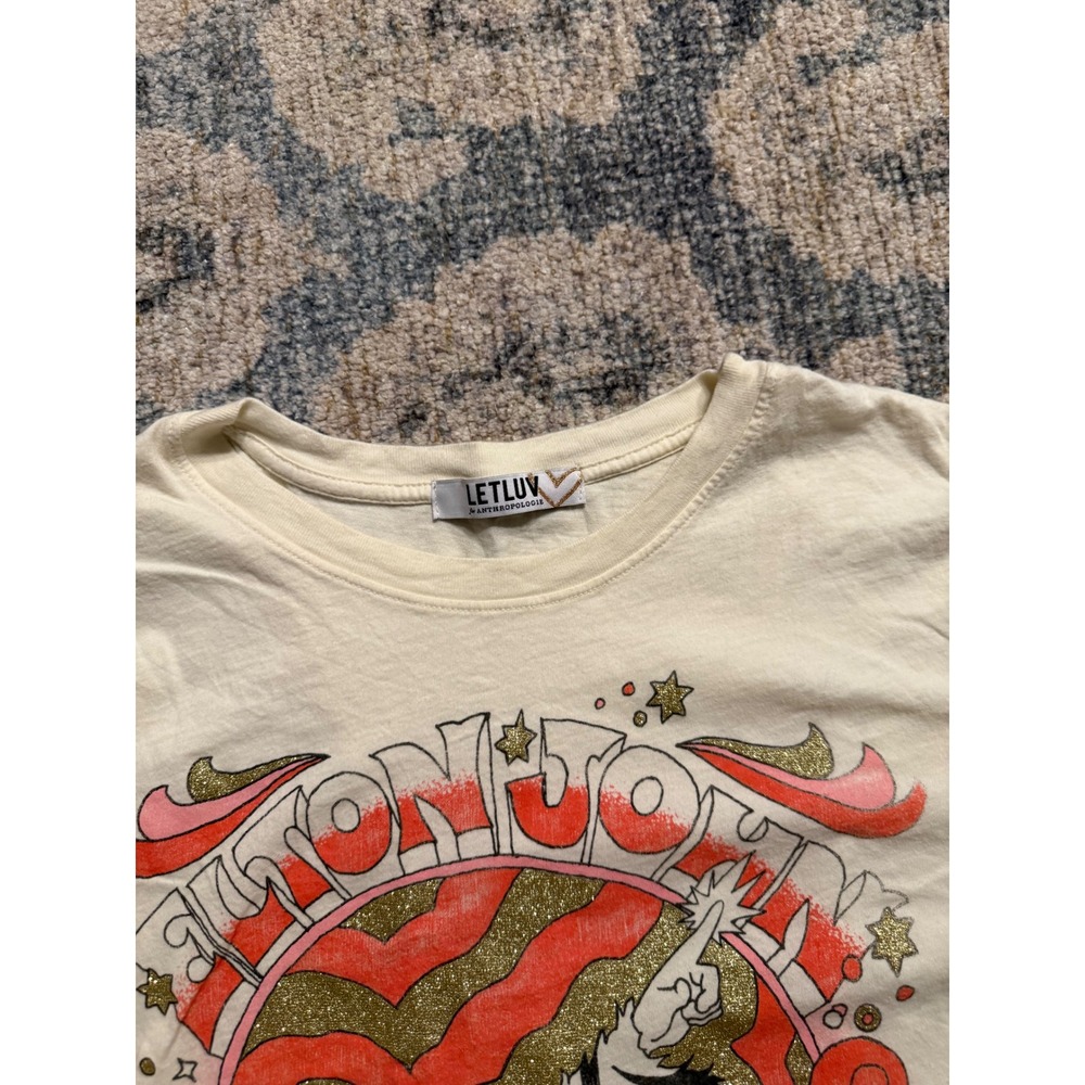 Anthropologie Letluv Elton John Graphic Tee Small Pristine Condition - Picture 2 of 5